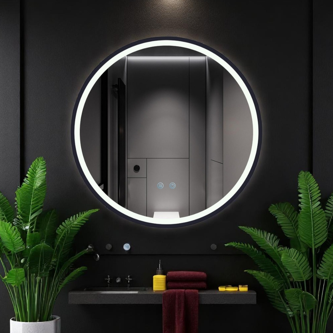 Oglinda Rotunda Neagra Dezaburire Touch 3 Lumini NEAGRA / 60CM LED MIRROR