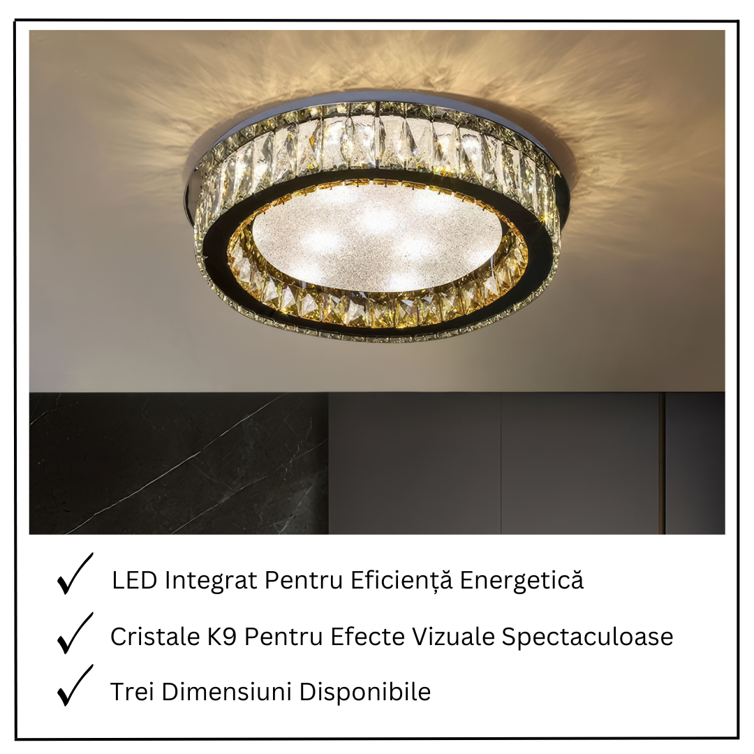 Lustra LED Aplicata Glamour Halo Cristal Telecomanda Chandeliers