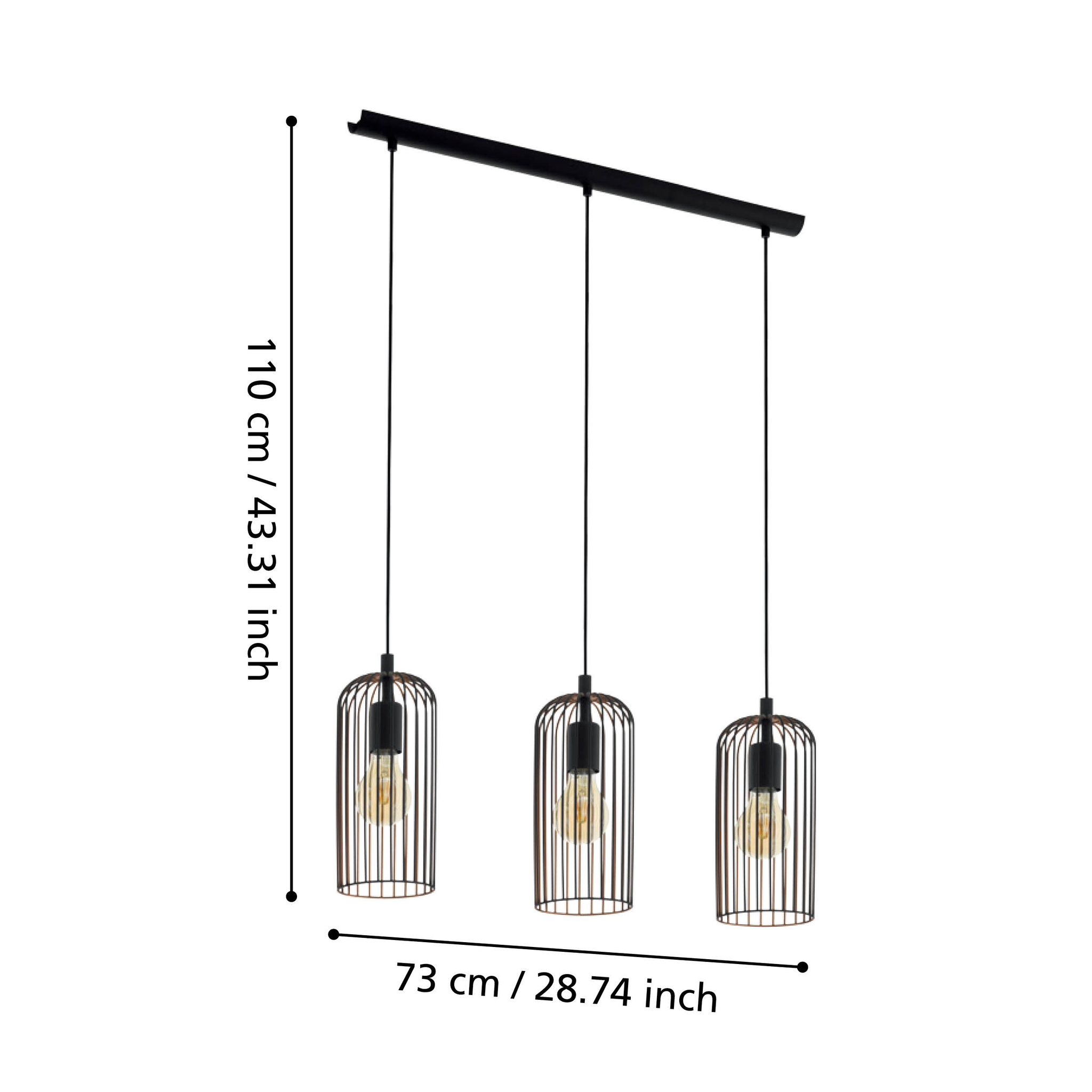Lustra Suspendata ROCCAMENA Black 110CM NEAGRA / VINTAGE SI RETRO DESIGN / 110CM Chandeliers