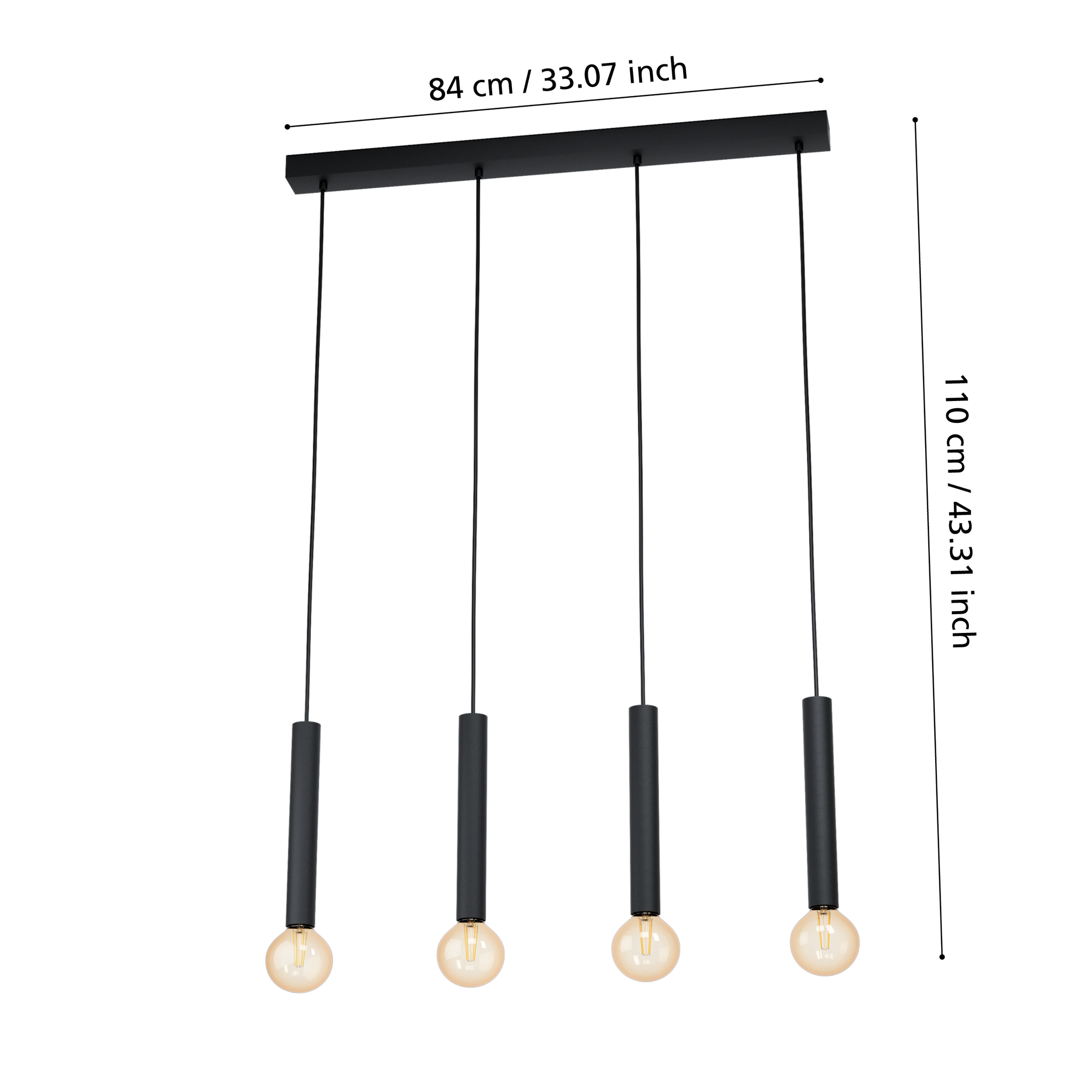 Lustra Suspendată CORTENOVA Black 110CM NEAGRA / SUSPENDATE / 110CM Chandeliers
