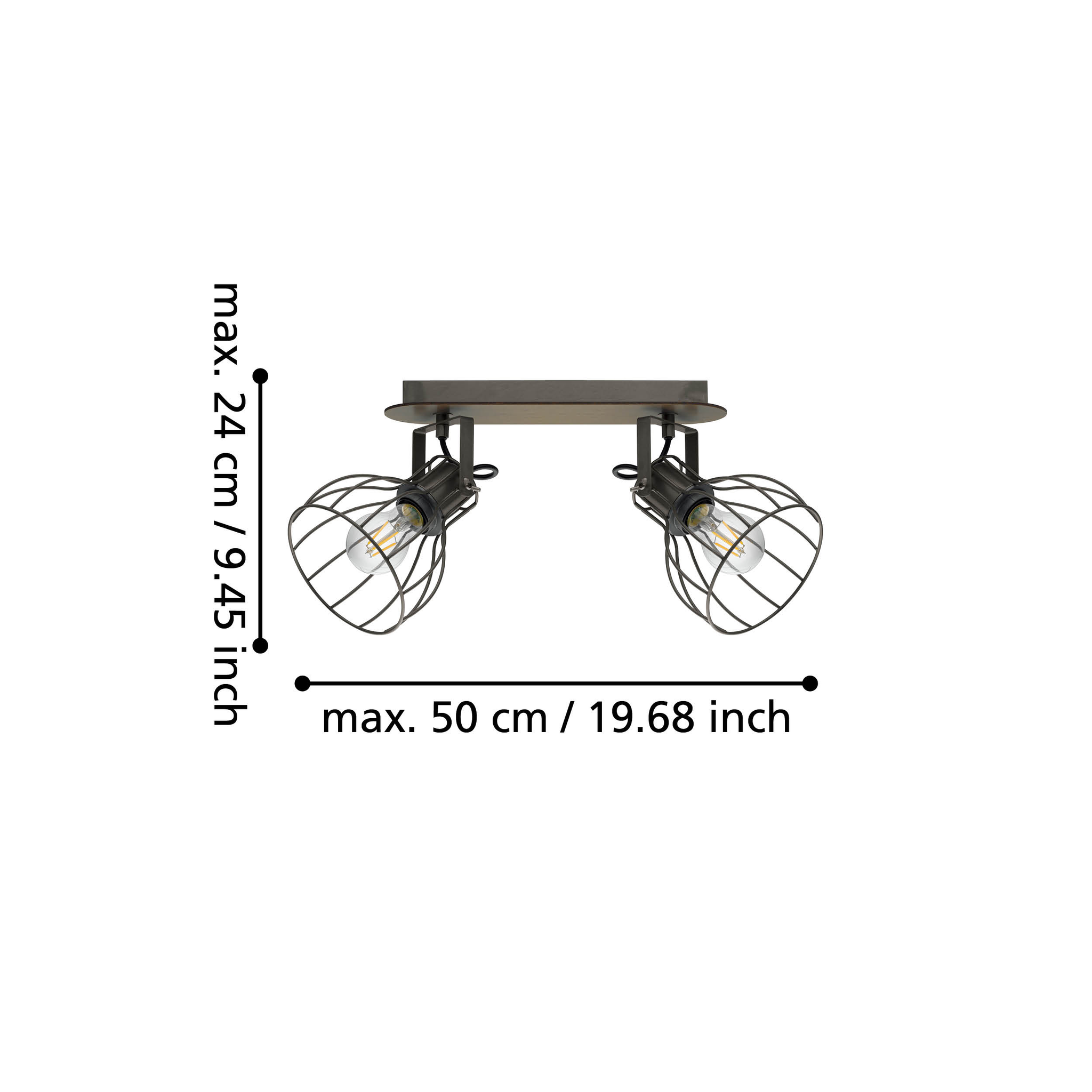 Lustra Vintage SAMBATELLO cu 2 Spoturi 34CM VINTAGE SI RETRO DESIGN / 34CM Chandeliers