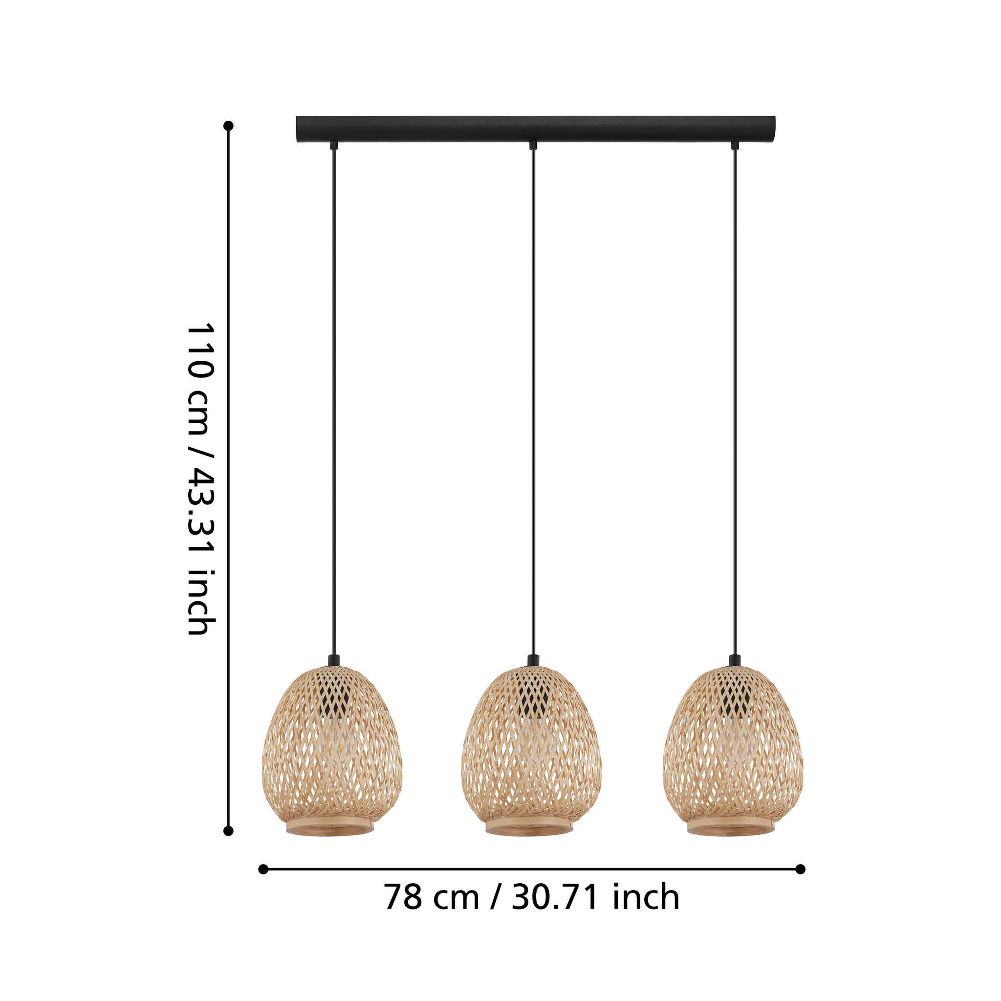 Lustra Suspendata DEMBLEBY Wood 110CM LEMN / SUSPENDATE / 110CM Chandeliers
