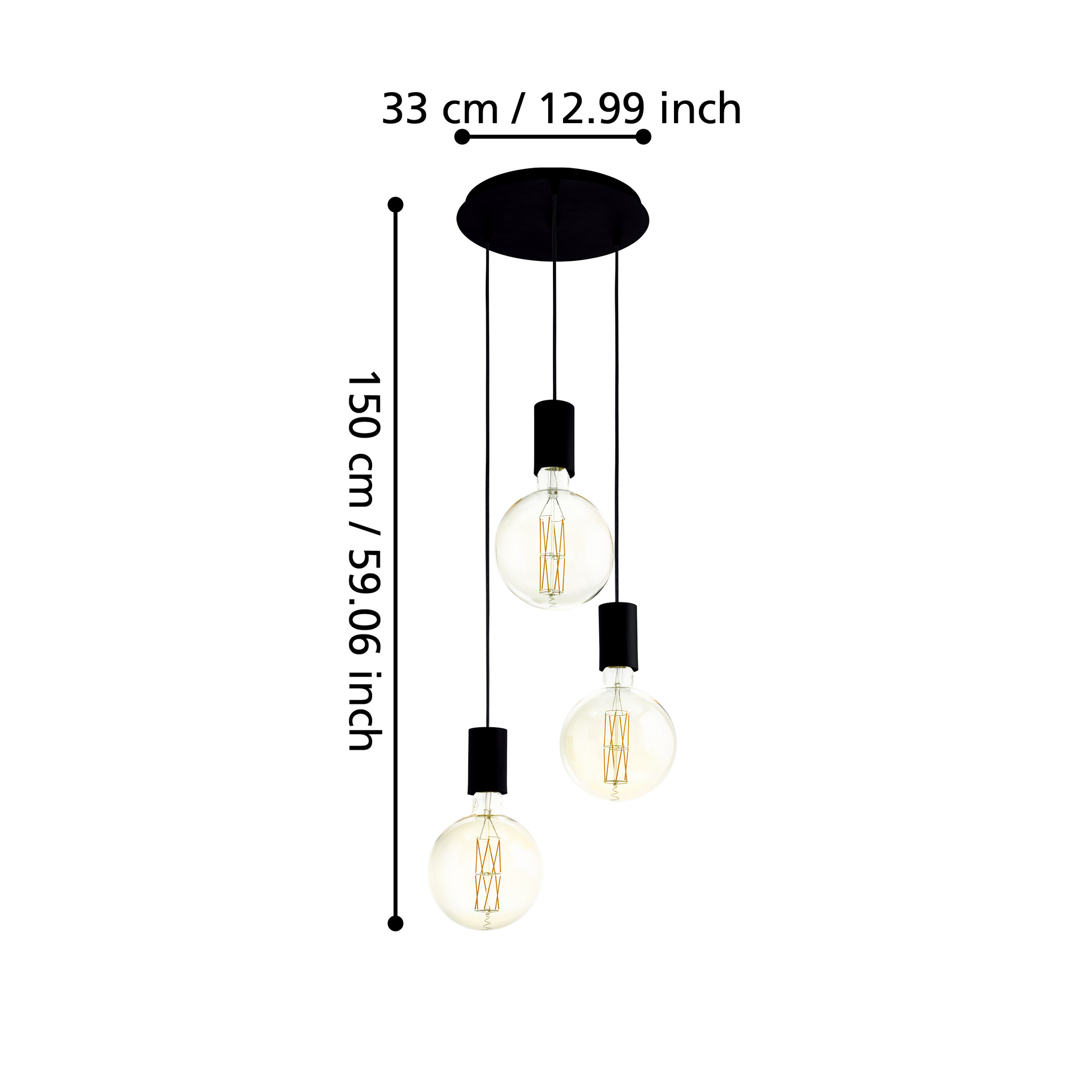 Lustra Suspendata POZUETA Black 150CM NEAGRA / ABAJUR / 150CM Chandeliers