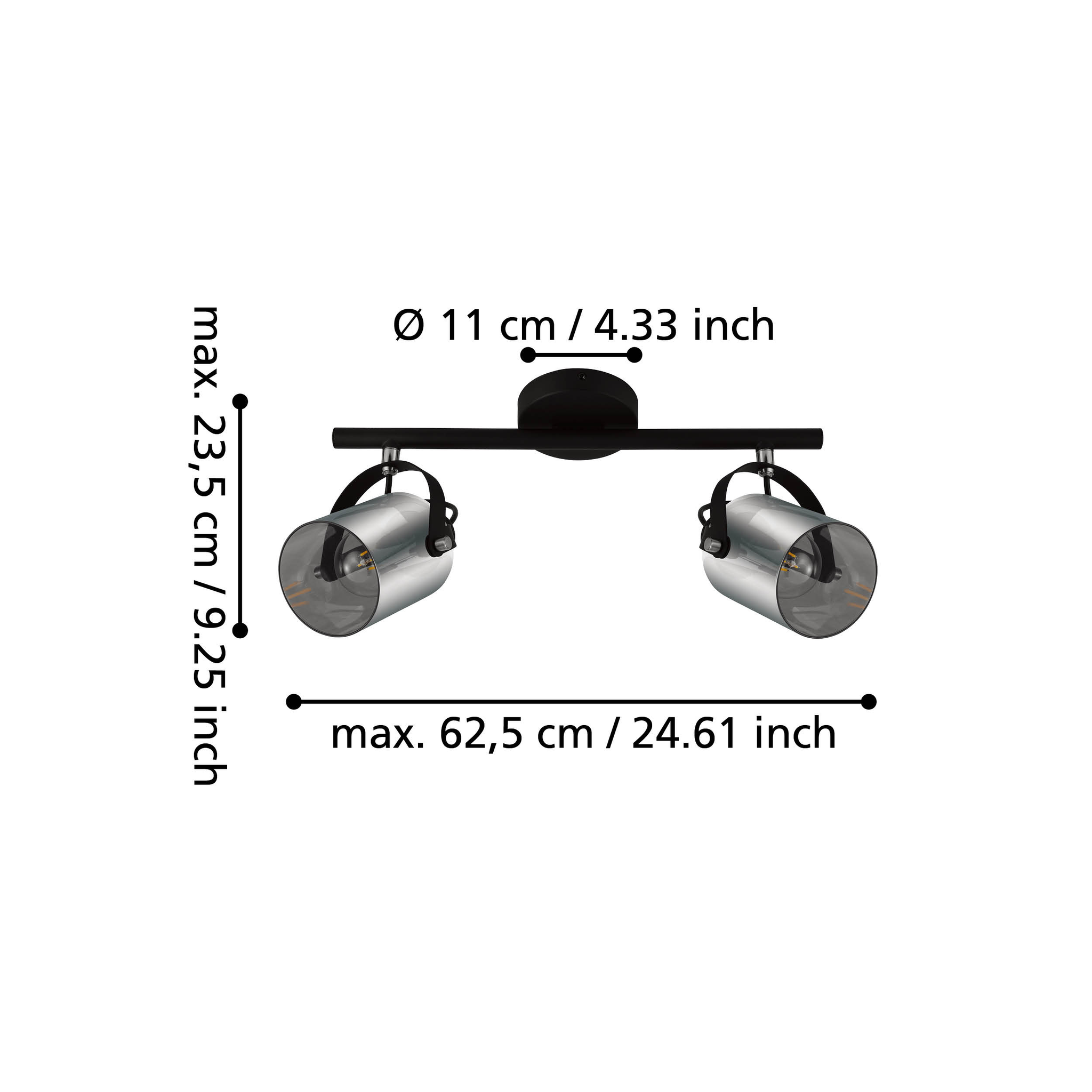 Lustra Cu 2 Spoturi Reglabile Black BERREGAS 44CM Lighting Fixtures