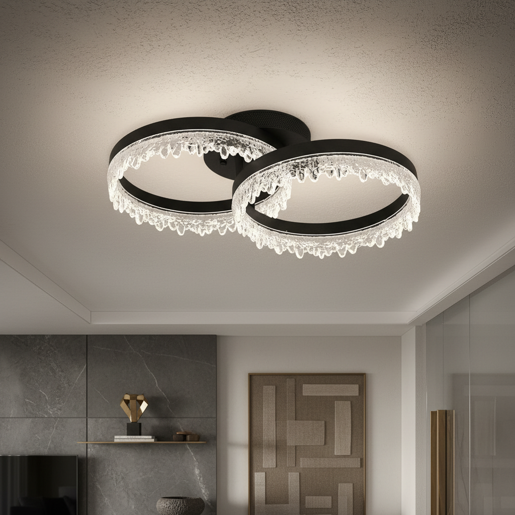 Lustra LED 2 CIRCLE VALS Echivalent 200W Telecomanda