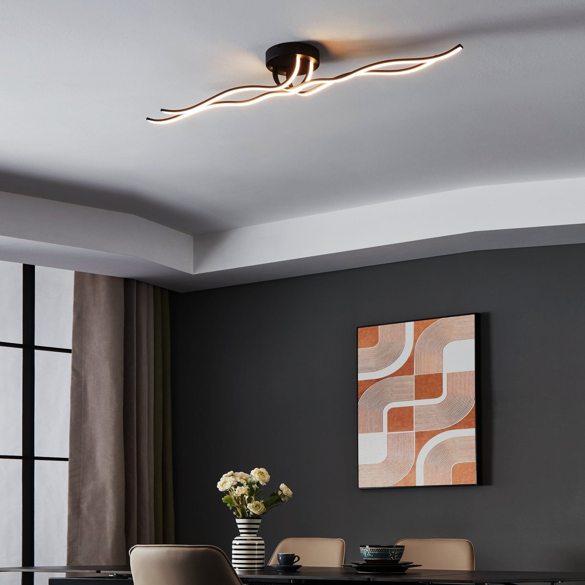 Lustra LED RONCADE 1 Black Echivalent 500W Eglo 99322 NEAGRA / 115CM / MINIMALIST DESIGN Lighting Fixtures