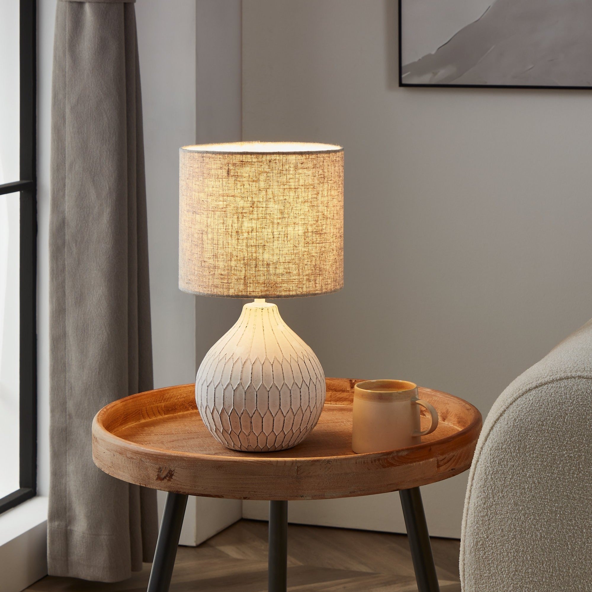 Veioza BELLARIVA 3 White & Brown 36CM Eglo