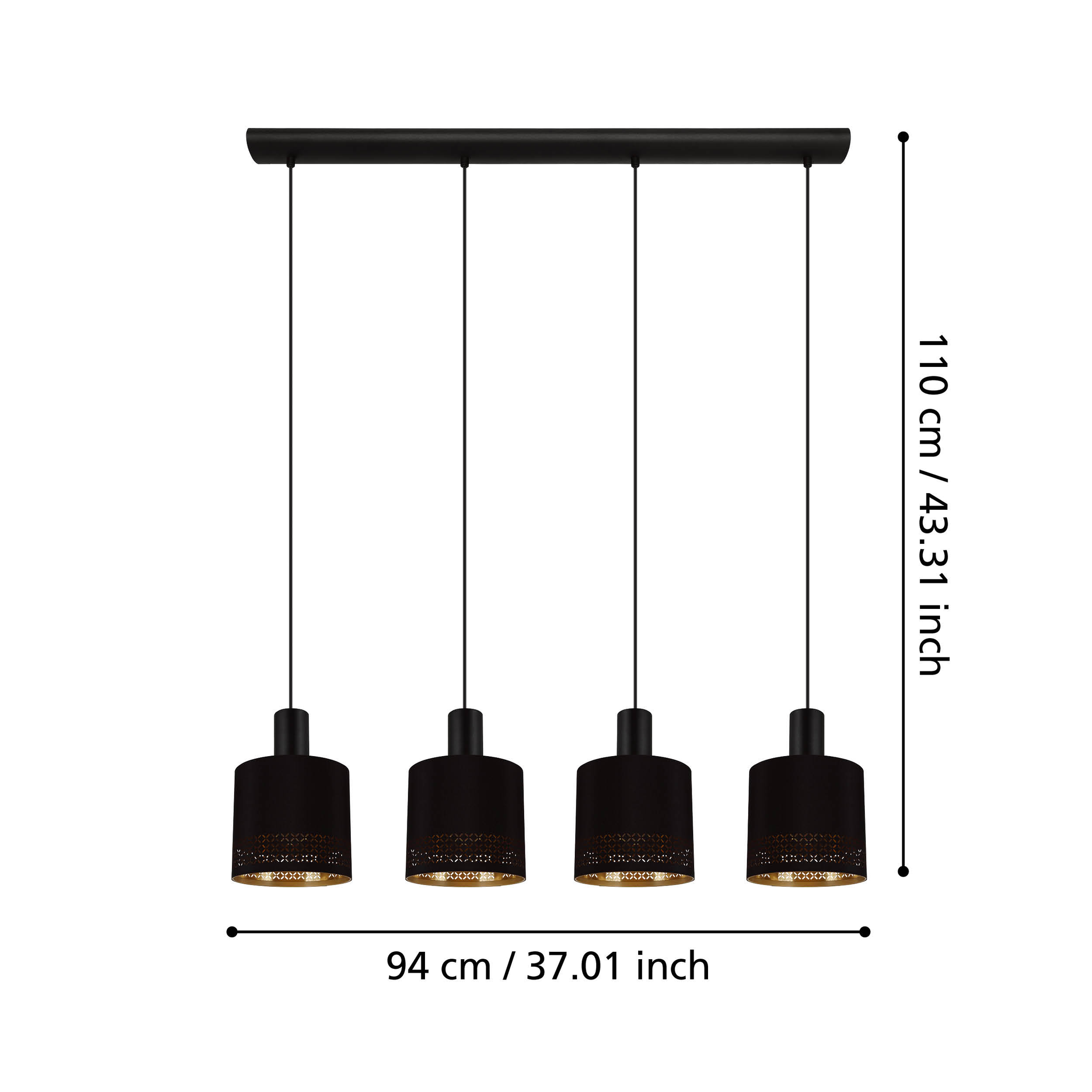 Lustra Suspendata ESTEPERRA Black & Gold 110CM NEAGRA / VINTAGE SI RETRO DESIGN / 110CM Chandeliers