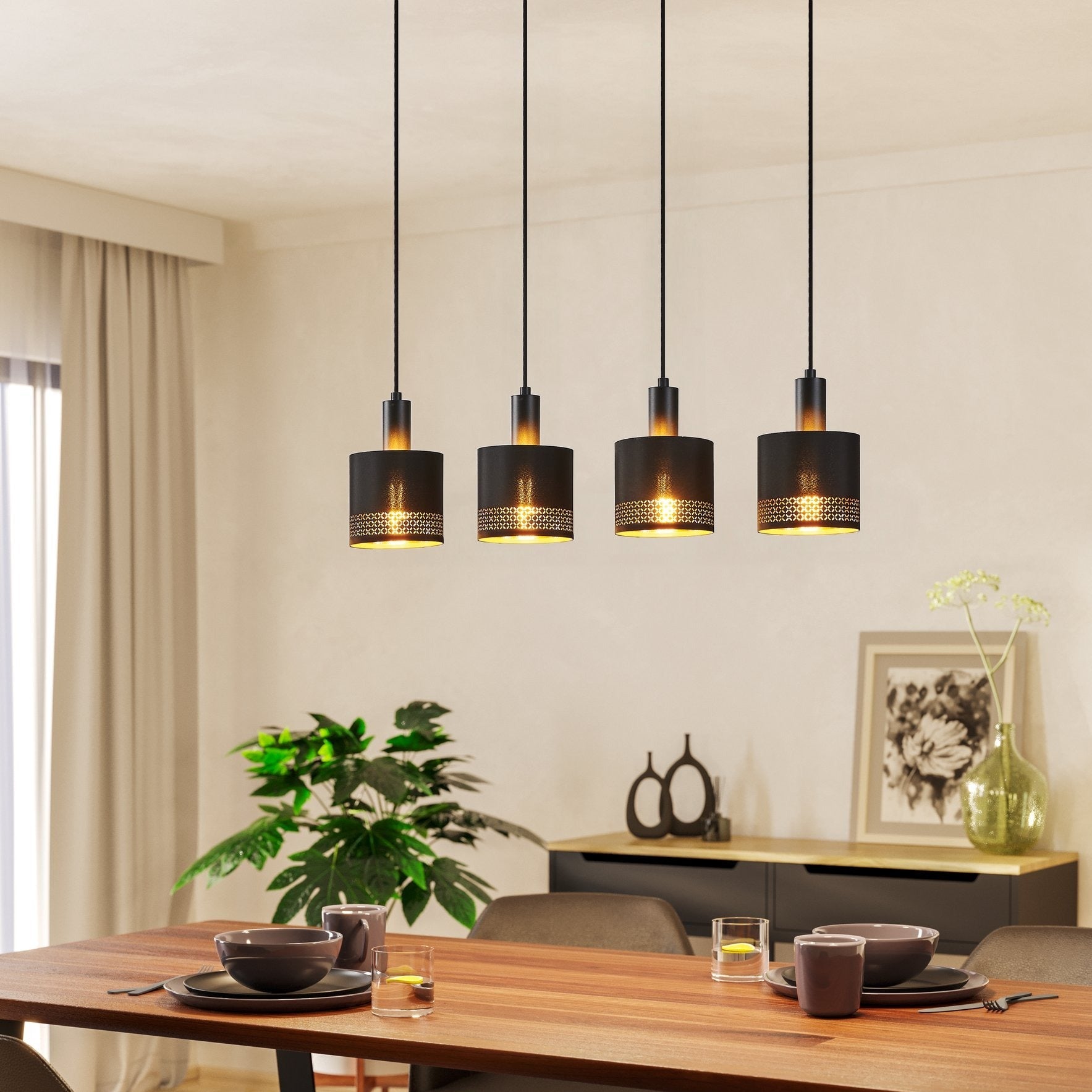 Lustra Suspendata ESTEPERRA Black & Gold 110CM NEAGRA / VINTAGE SI RETRO DESIGN / 110CM Chandeliers