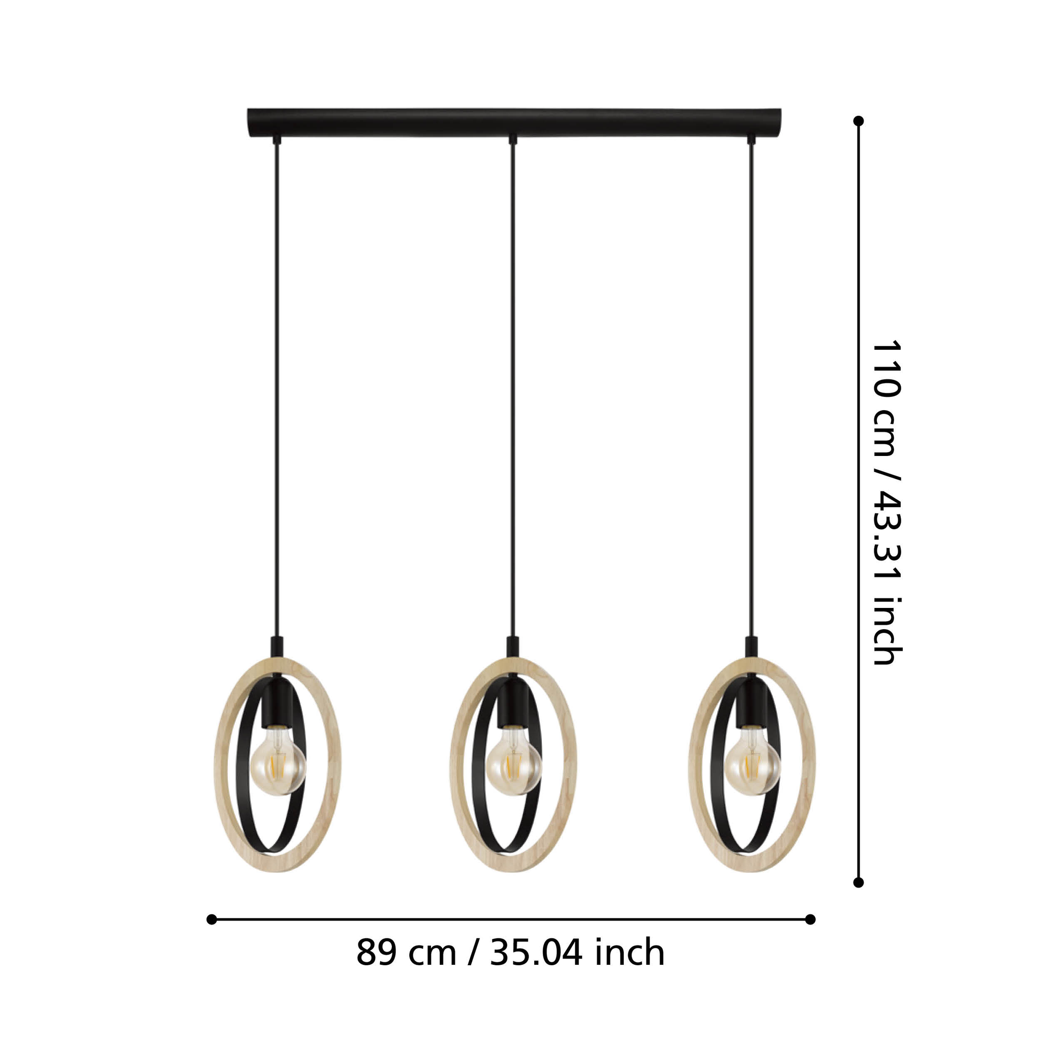 Lustra Suspendata BASILDON Nature Black 110CM NEAGRA / VINTAGE SI RETRO DESIGN / 110CM Chandeliers