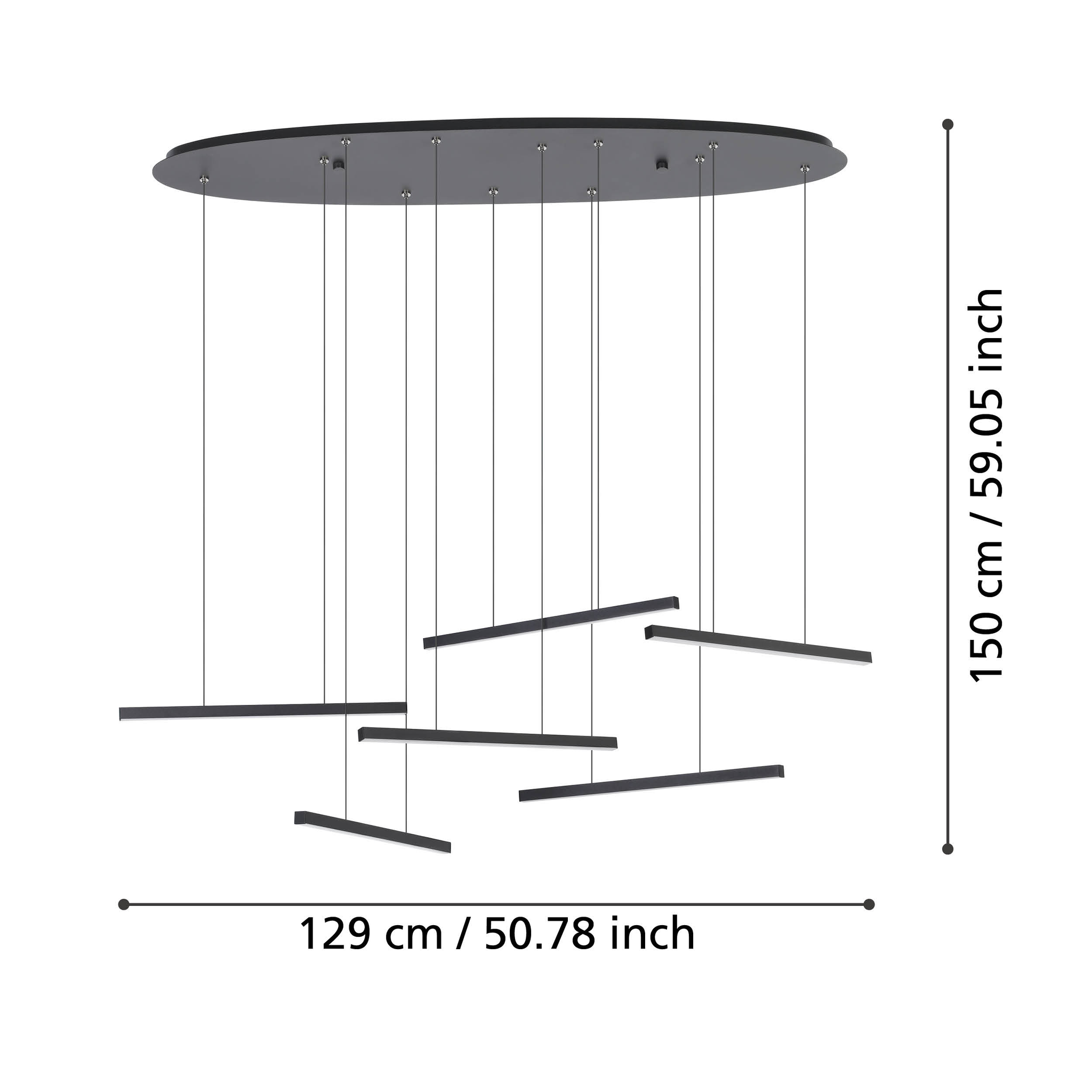 Lustra LED Suspendata Lines Black Echivalent 600W Eglo 39915 NEAGRA / SUSPENDATE Chandeliers