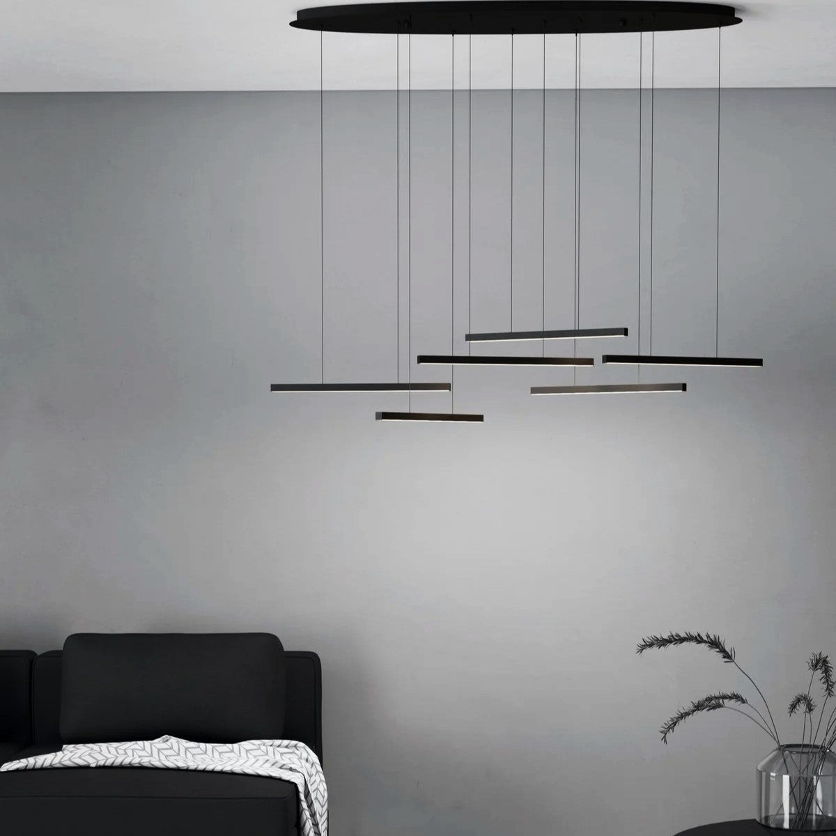 Lustra LED Suspendata Lines Black Echivalent 600W Eglo 39915 NEAGRA / SUSPENDATE Chandeliers