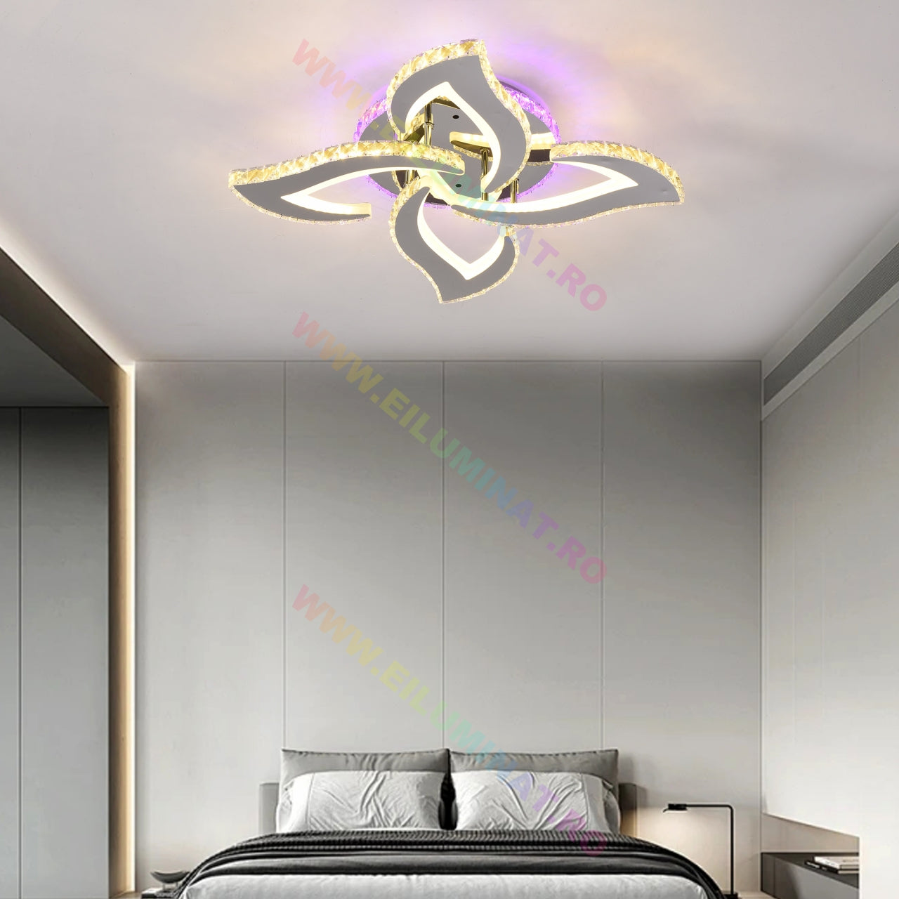 Lustra Led Mini Camelia Cristal Rgb Telecomanda Echivalent 400W Lighting Fixtures