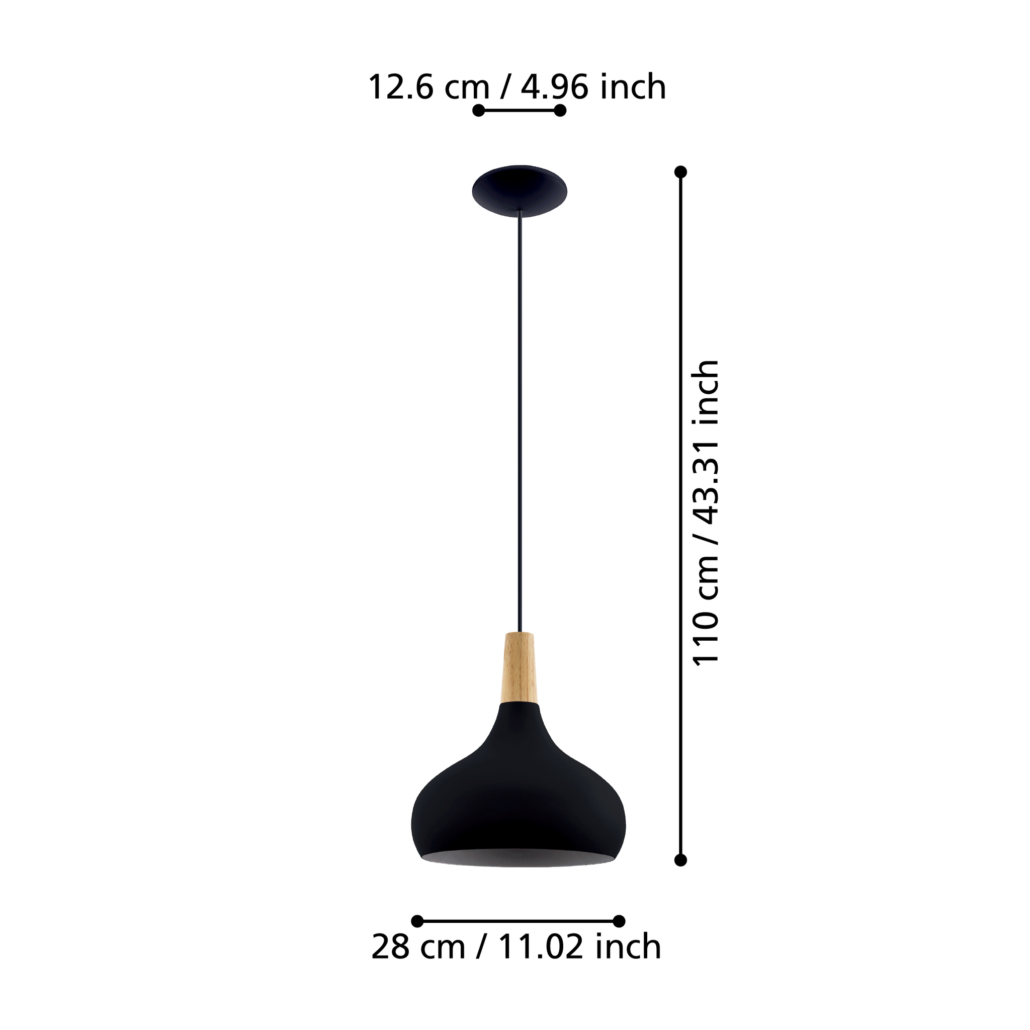 Pendul Vintage Mini SABINAR Black 110CM Eglo NEAGRA / VINTAGE SI RETRO DESIGN Lighting Fixtures