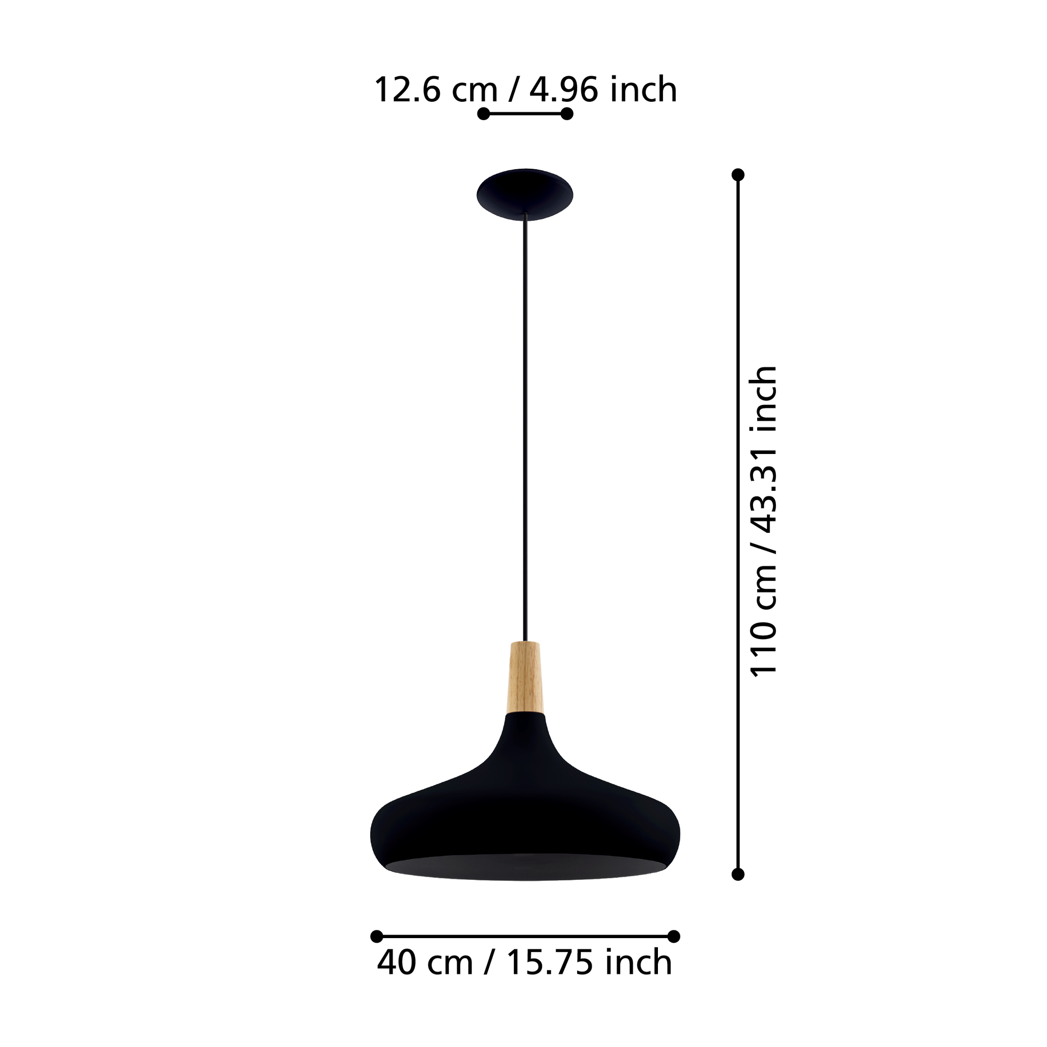 Pendul Vintage Maxi SABINAR Black 110CM Eglo NEAGRA / VINTAGE SI RETRO DESIGN Lighting Fixtures