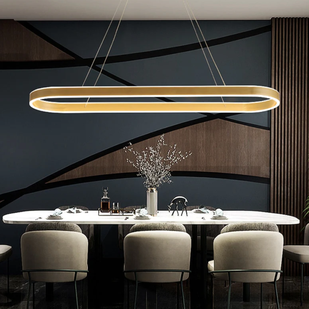 Lustra LED KING Gold 1 Segment Oval 120W cu Telecomanda SE-P3211-GD AURIE / 80CM / SUSPENDATE Lighting Fixtures