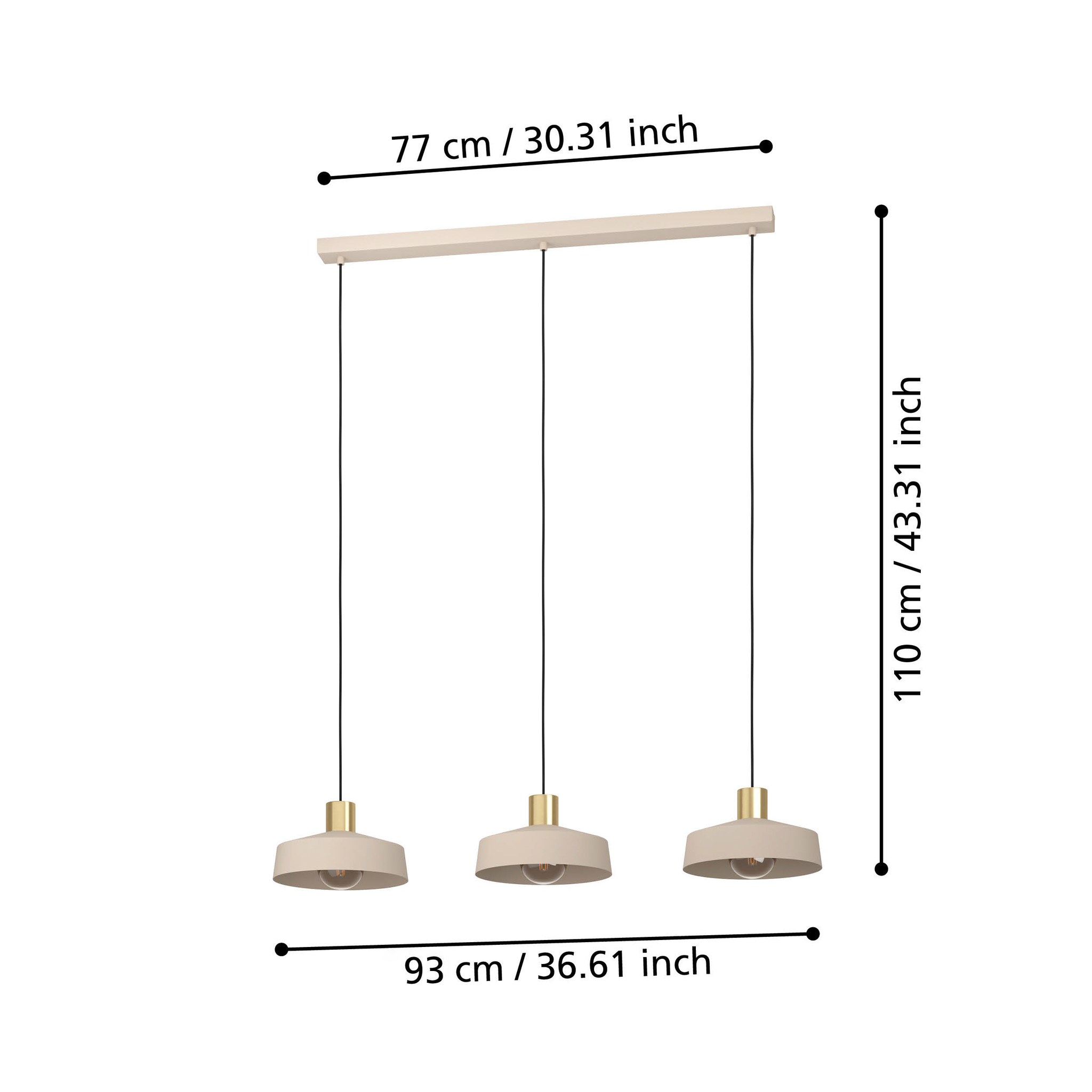 Lustra Suspendata VALDIOLA Cream 110CM Crem / ABAJUR / 110CM Chandeliers