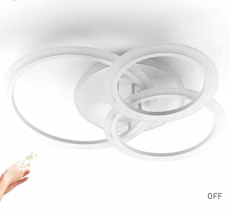Lustra Led 118W 3 White Rings Echivalent 500W Telecomanda Lighting Fixtures