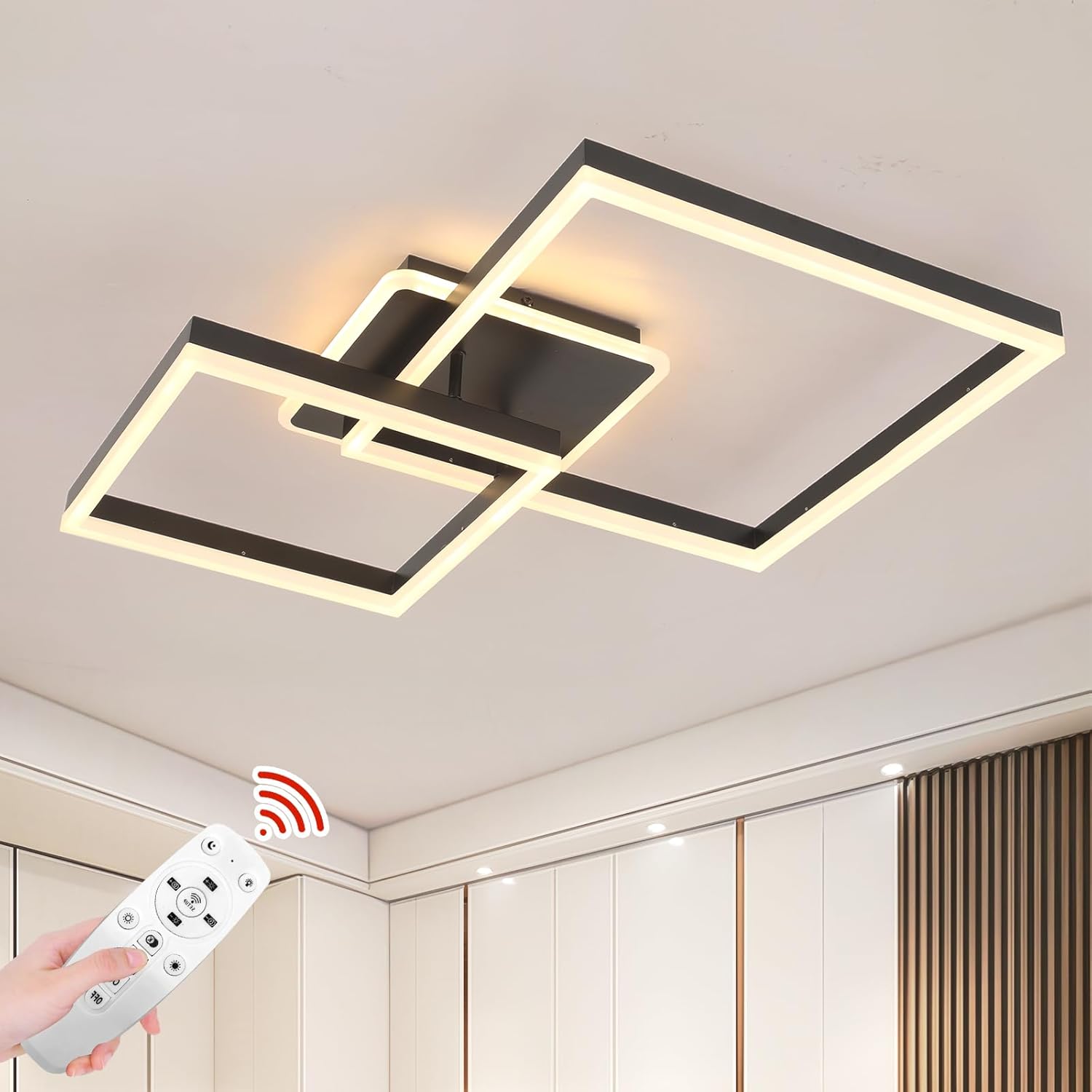 【b2l63】2色カラーLEDライトスクリーン OFF黒 60cm x 36cm Lustra LED TWO SQUARE Black Echivalent 600W Telecomanda