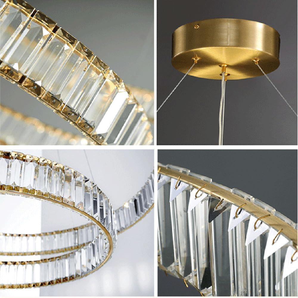 Lustra LED Cristal Gold 3 Segmente Mobile Echivalent 1000W Telecomanda Lighting Fixtures