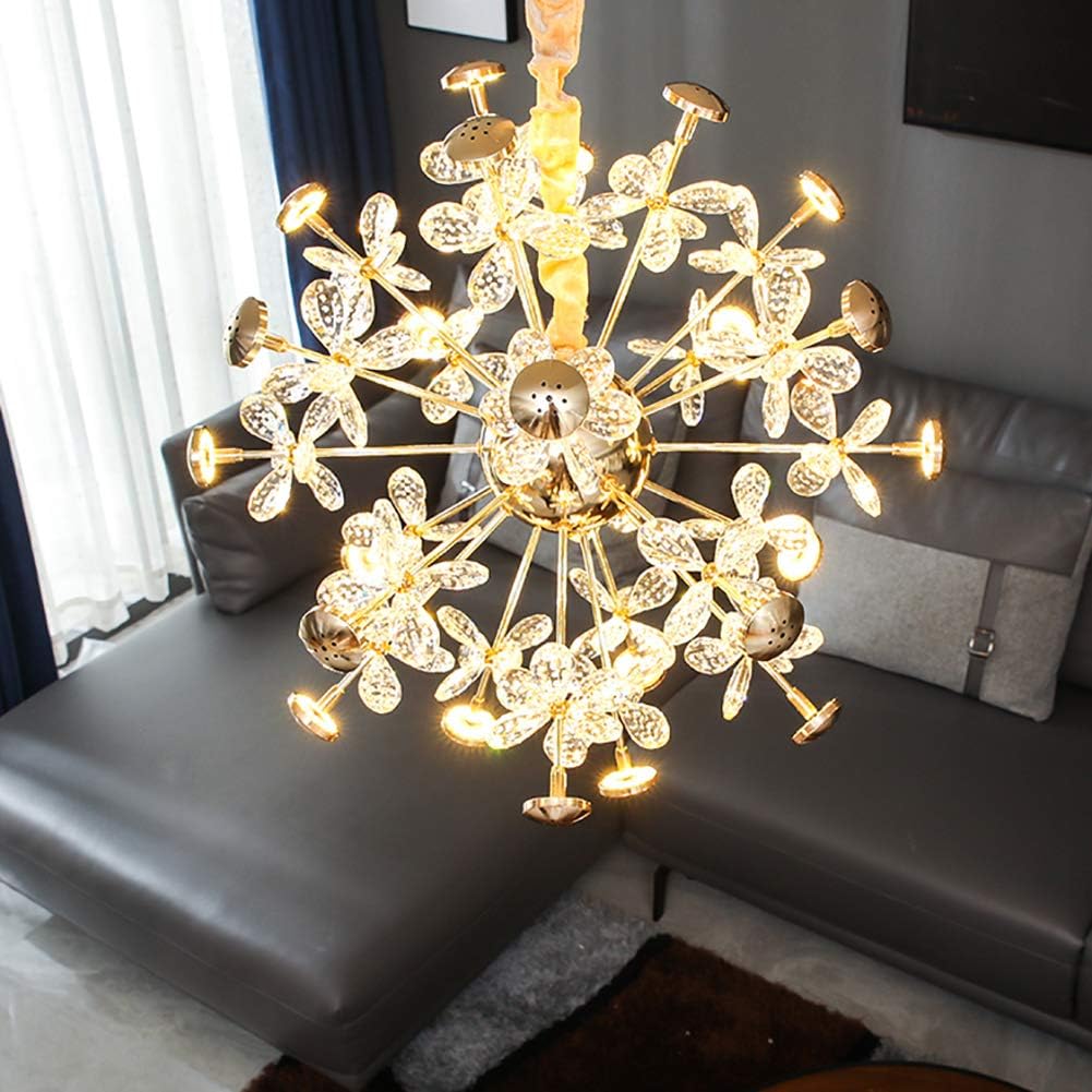 Lustra LED Suspendata Cristal Butterfly Gold Echivalent 450W AURIE / 50CM / CRISTAL Lighting Fixtures