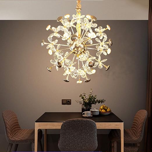 Lustra LED Suspendata Cristal Butterfly Gold Echivalent 450W AURIE / 50CM / CRISTAL Lighting Fixtures