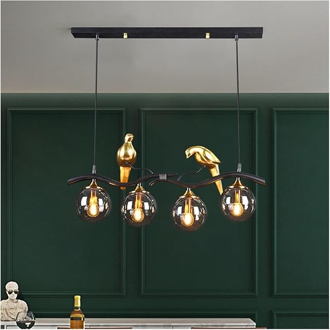 Lustra Birdy BLACK & GOLD Abajur Fumuriu 4xE14 NEGRU + AURIU / ABAJUR Chandeliers