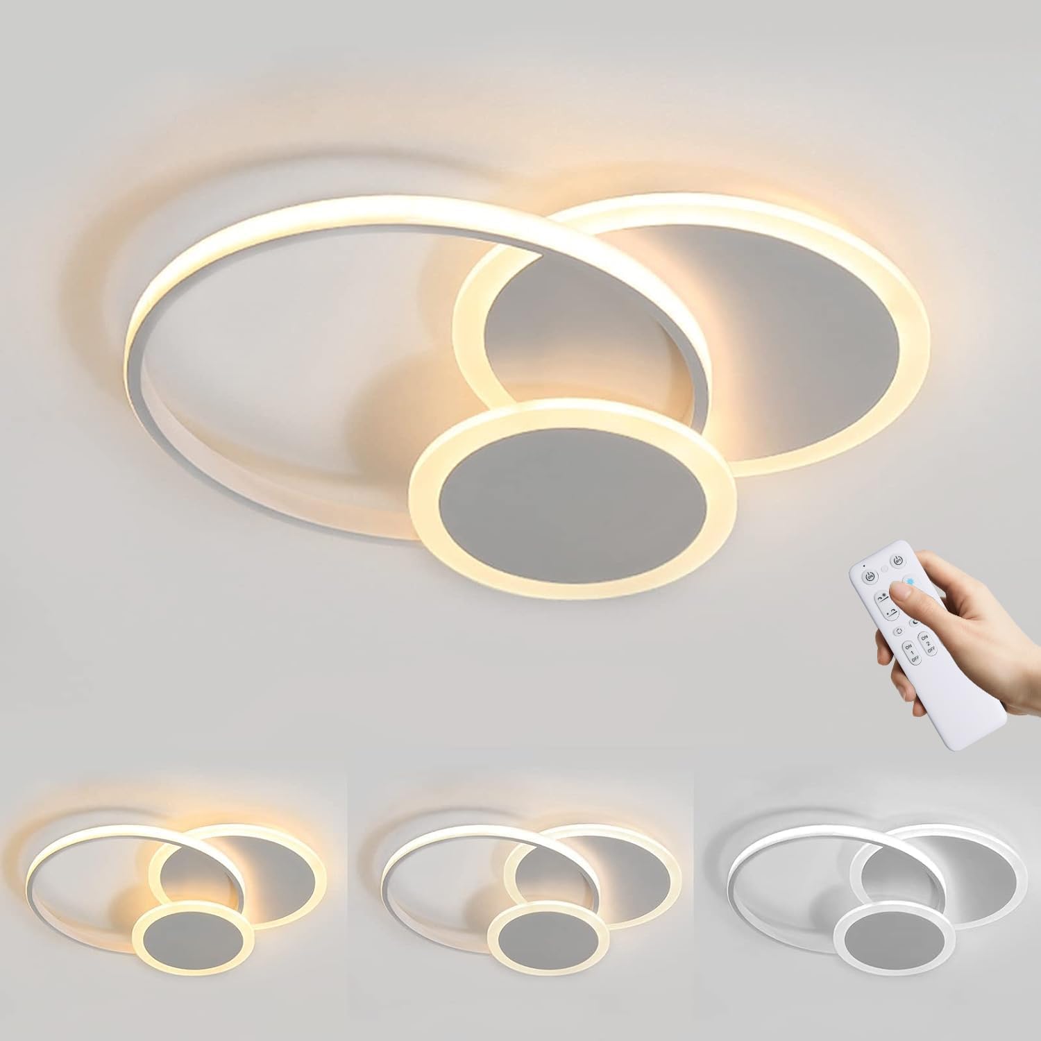 Lustra LED ARAGORN Rings Alb Echivalent 500W Telecomanda