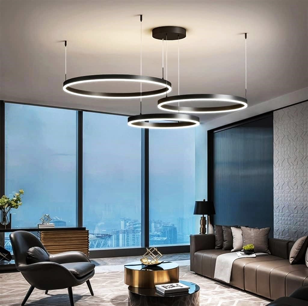 Lustra Led 160W Wonderland Black 3 Segmente Mobile Telecomanda - 30 + 40 + 60Cm Lighting Fixtures