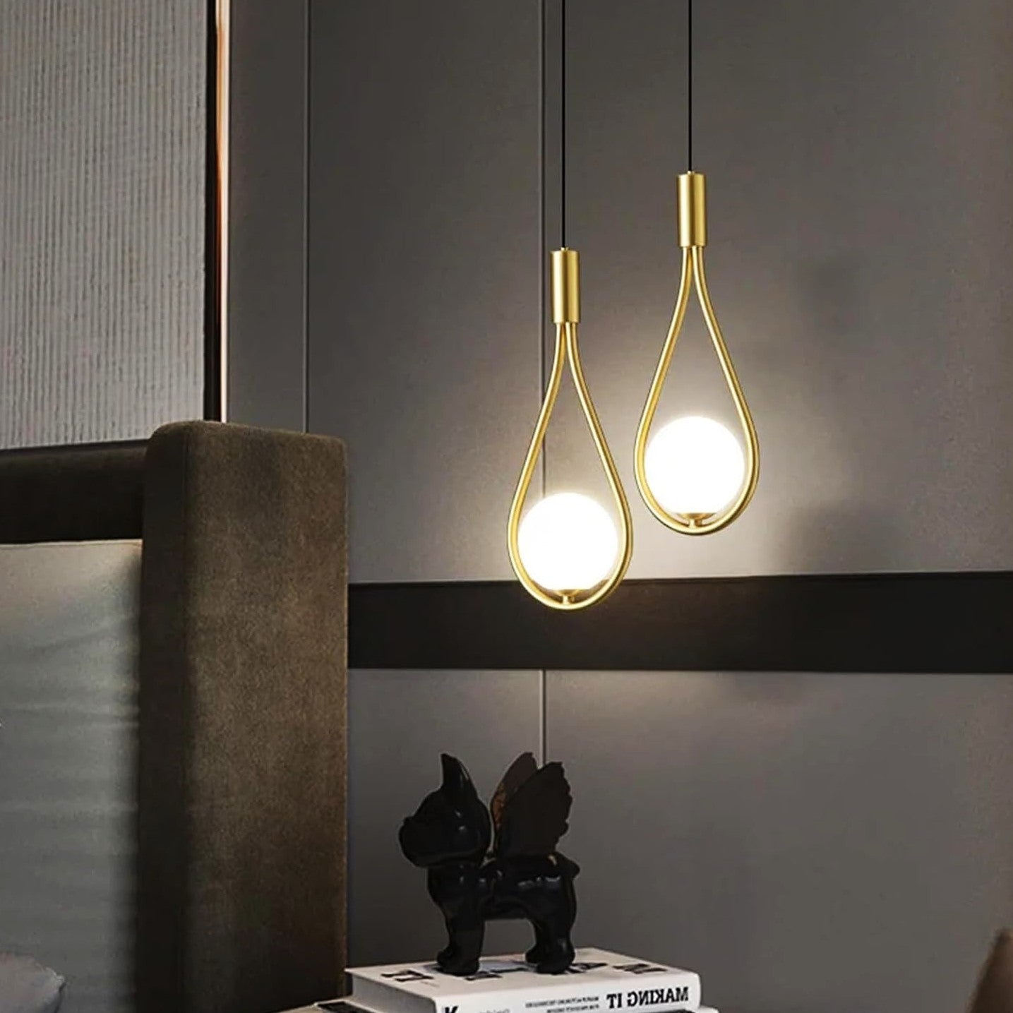 Lustra Abajur Mat Gold Tears 2xE14 AURIE / ABAJUR Chandeliers