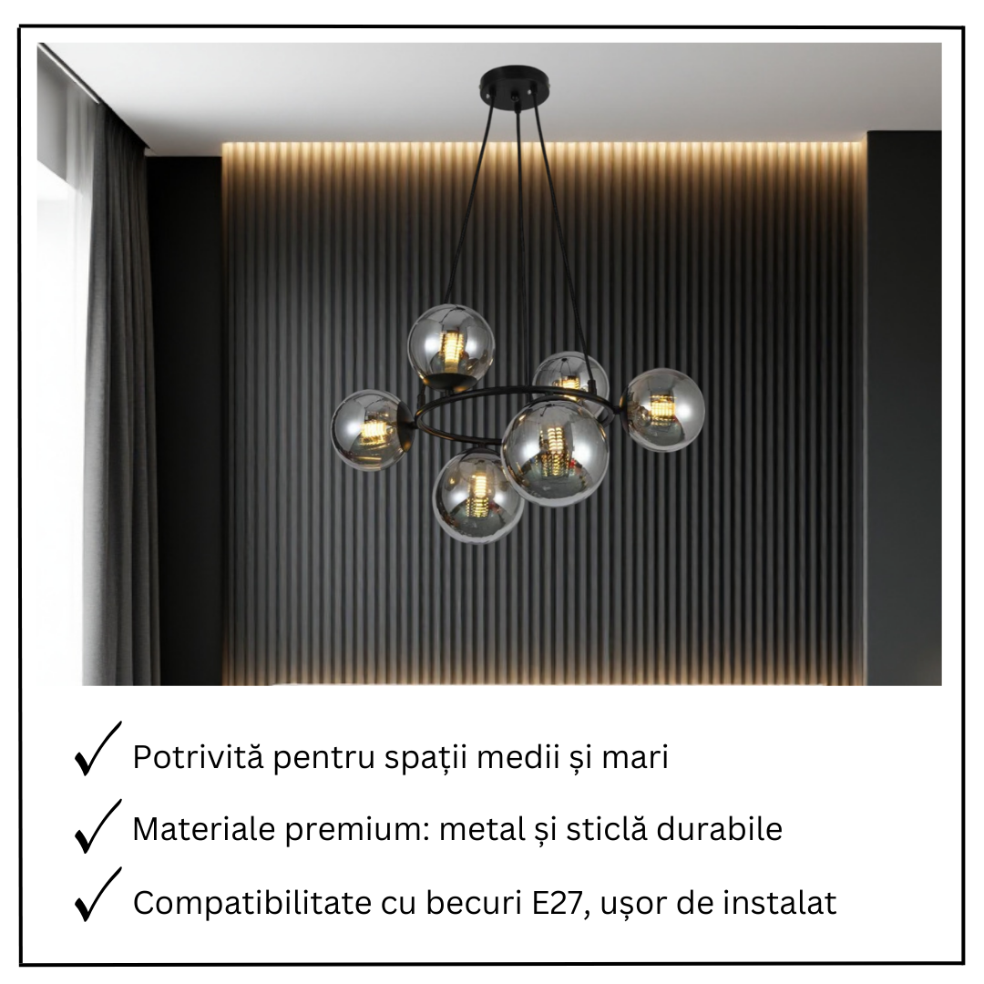 Lustra Abajur 6xE27 NovaLight - VP2413-6 NEAGRA / ABAJUR Chandeliers