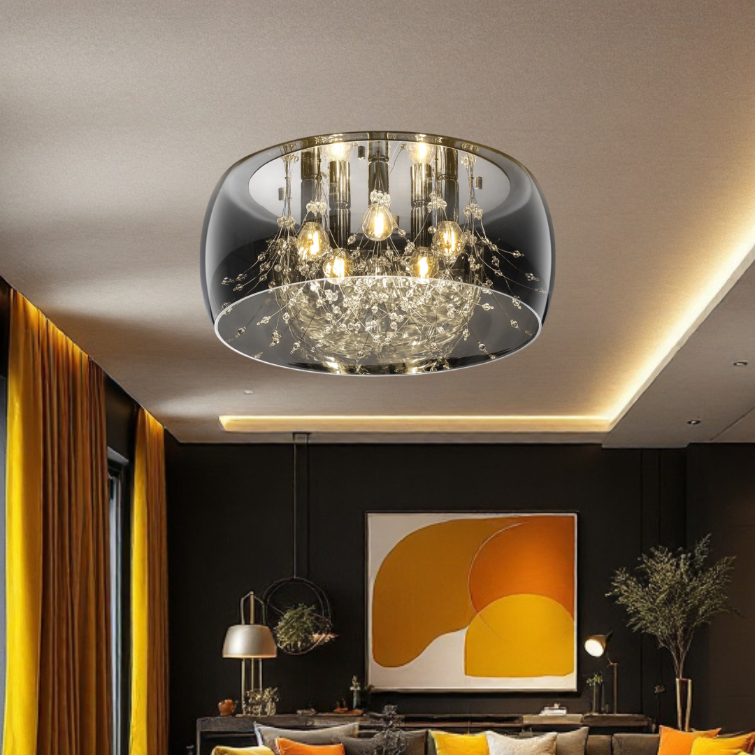 Lustra Chrome 5xE14 ShinePulse 28W ARGINTIE / ABAJUR Chandeliers