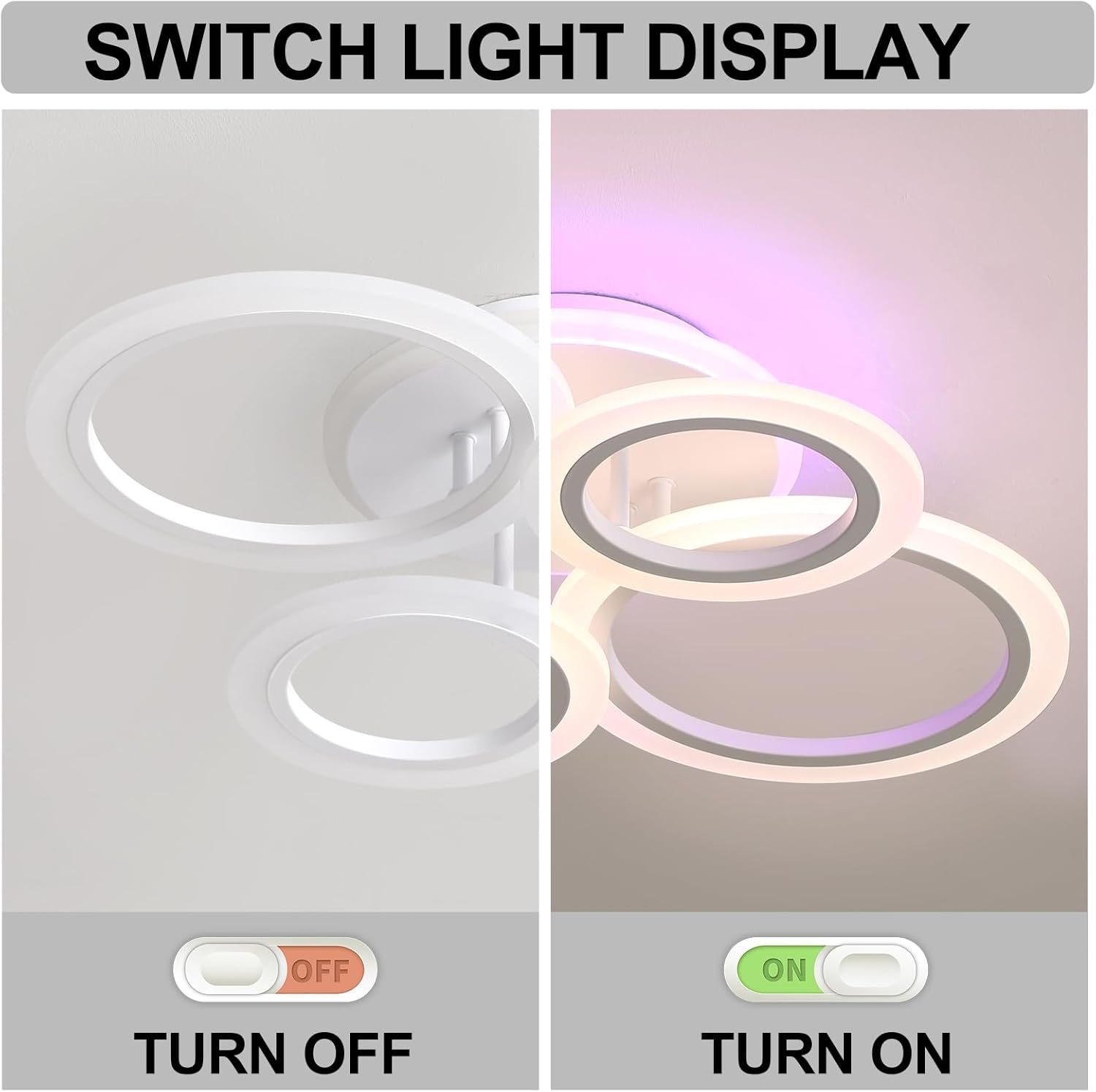 Lustra Led 4 Circle Rgb Echivalent 500W Telecomanda Lighting Fixtures