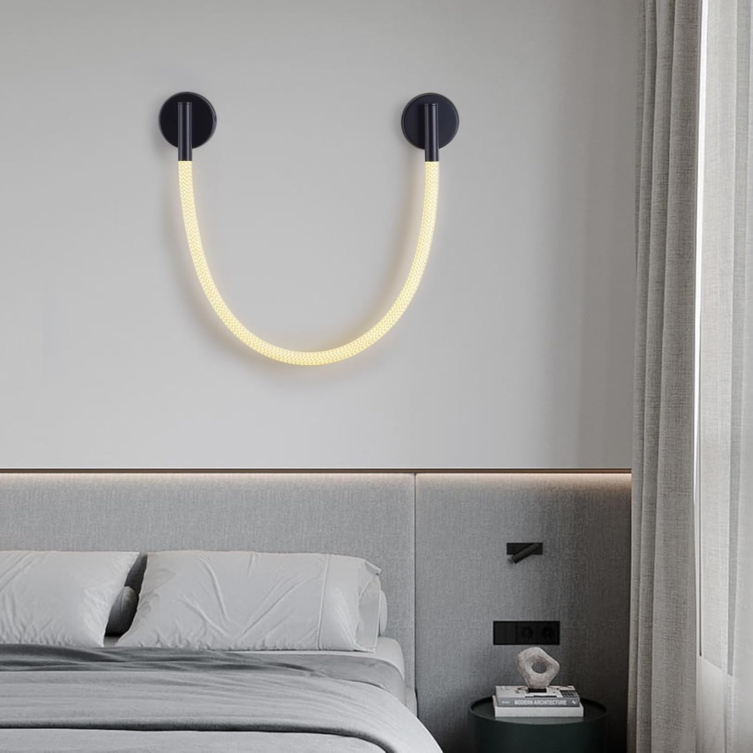 Aplica LED Nordic Style Light Rope Tube G4011 Black NEAGRA / APLICA PERETE / MINIMALIST DESIGN Wall Light Fixtures