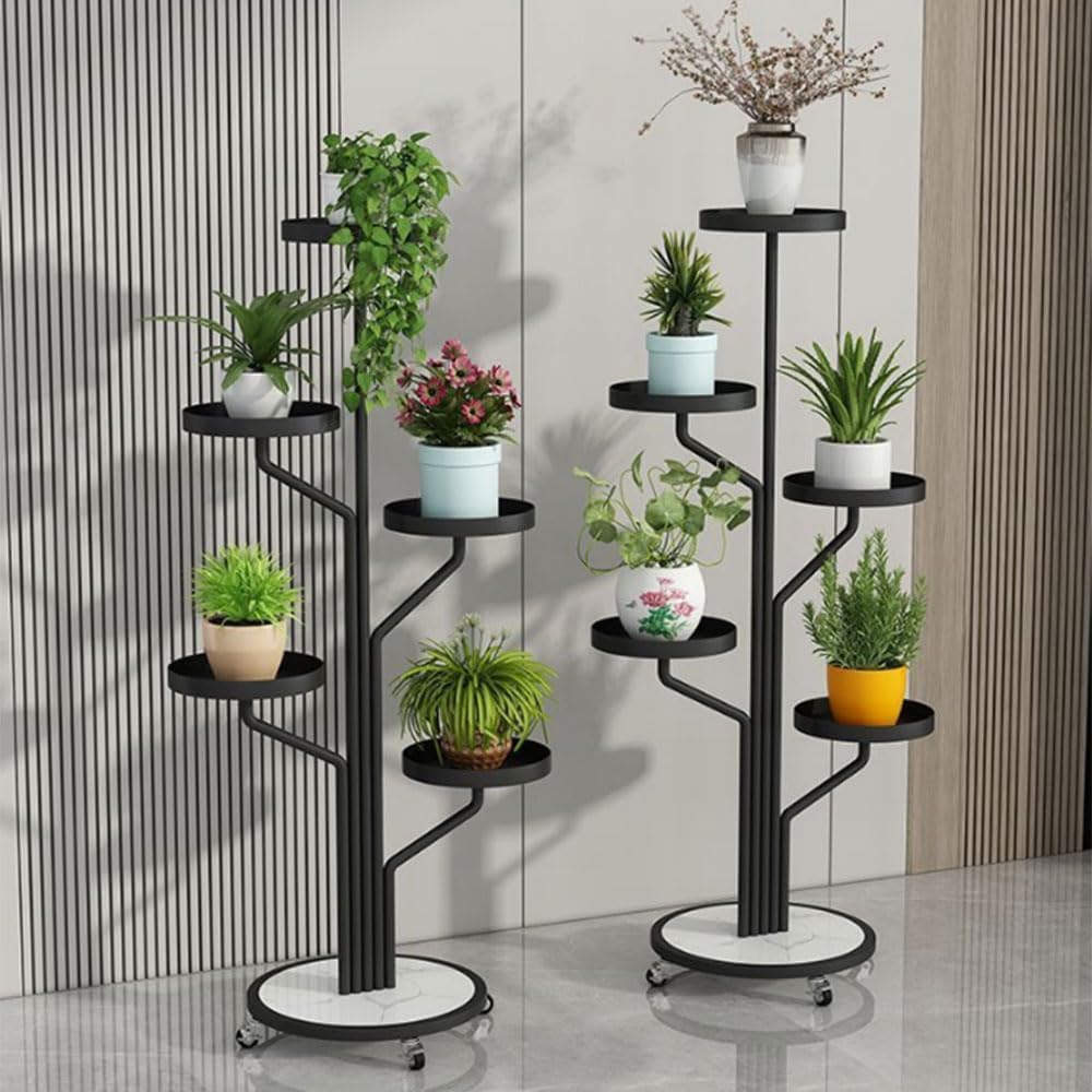 Suport Decorativ pentru Plante cu 6 Niveluri Botanical Spire STATUETA / NEAGRA / 130CM