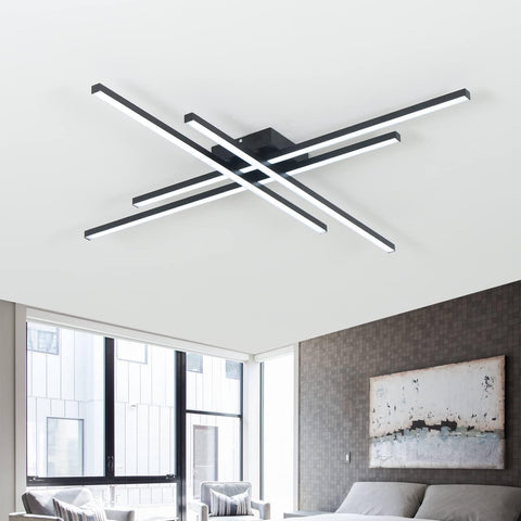 Lustra LED 4 Modern LINES Black Echivalent 400W Telecomanda Resigilat R3