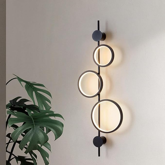 Aplica LED 40W TRIPLE ROUND BLACK 3 Functii APLICA PERETE / CIRCLE DESIGN / NEAGRA Wall Light Fixtures