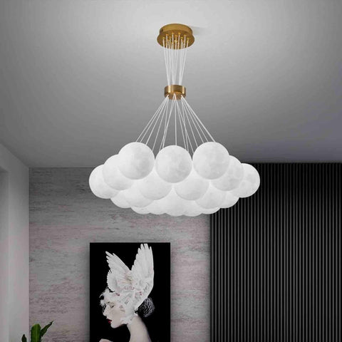 Lustra LED Abajur GOLD Moonlight, 3 lumini si telecomanda Resigilat R3