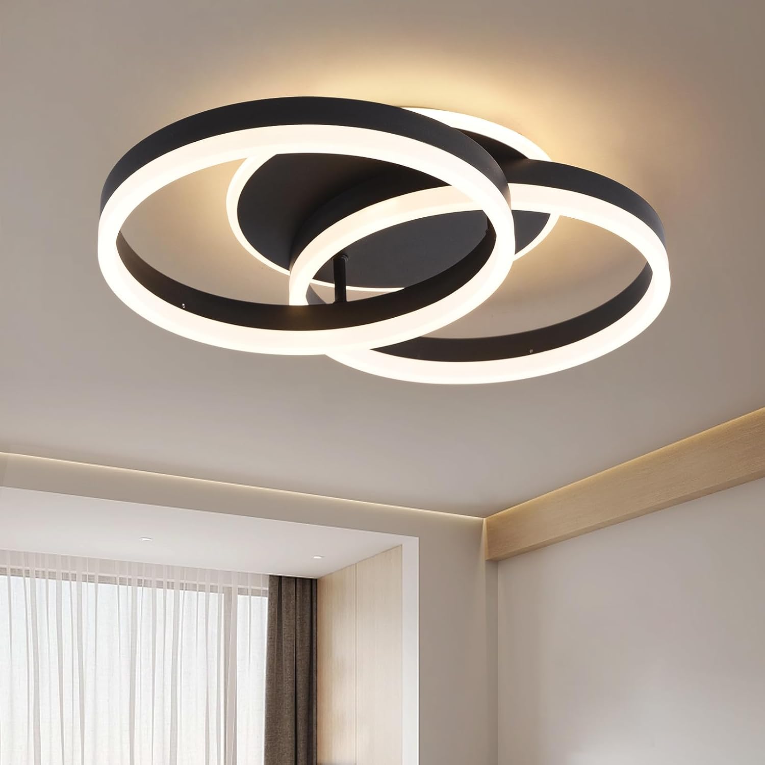Lustra LED Beauty Black 1 + 1 Circle Echivalent 400W Telecomanda NEAGRA / CIRCLE DESIGN Lighting Fixtures