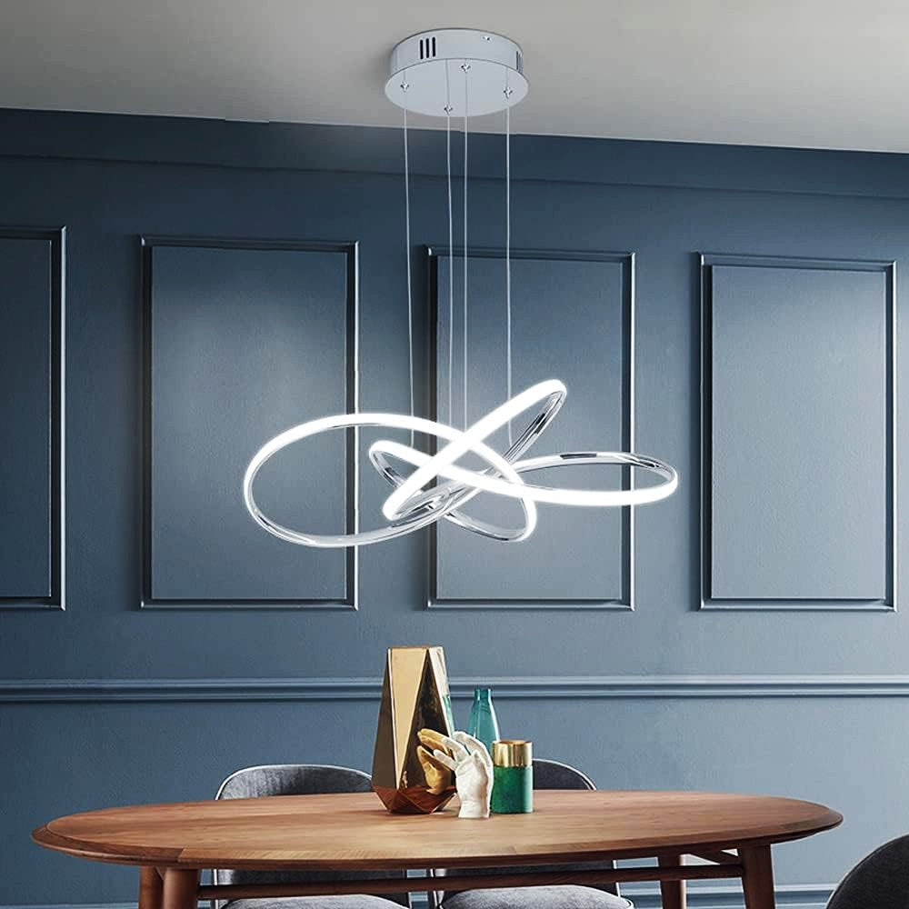 Lustra Led Suspendata Eternity Chrome Echivalent 800W Telecomanda Lighting Fixtures