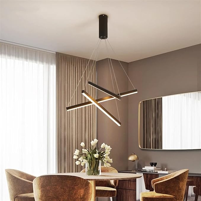 Lustra LED 3 Geometric BLACK LINES Suspendata Echivalent 400W NEAGRA / 60CM / SUSPENDATE Lighting Fixtures