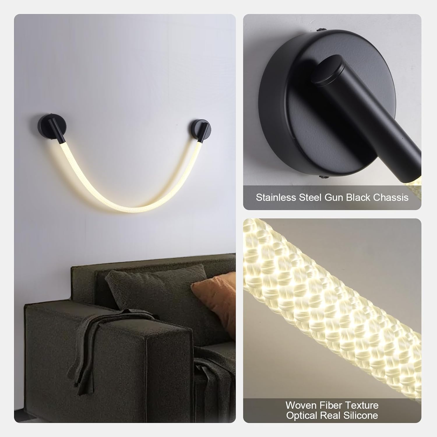 Aplica LED Nordic Style Light Rope Tube G4011 Black NEAGRA / APLICA PERETE / MINIMALIST DESIGN Wall Light Fixtures