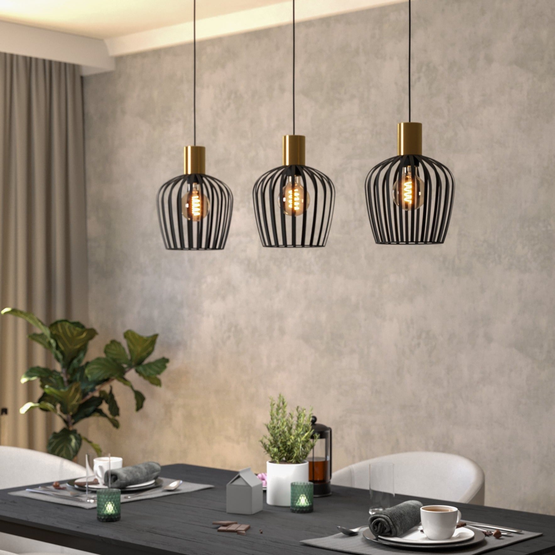 Lustra Suspendata EMPOLI Black & Gold 110CM NEGRU + AURIU / VINTAGE SI RETRO DESIGN / 110CM Chandeliers