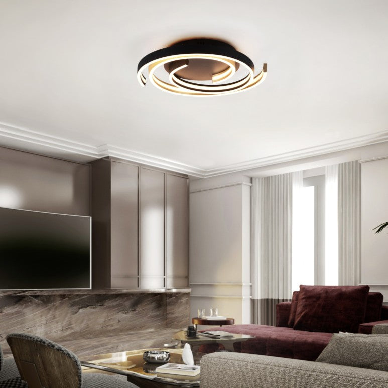 Lustra LED CAYA Echivalent 600W 3 Lumini si Dimabila din buton NEGRU + AURIU / 50CM / MINIMALIST DESIGN Lighting