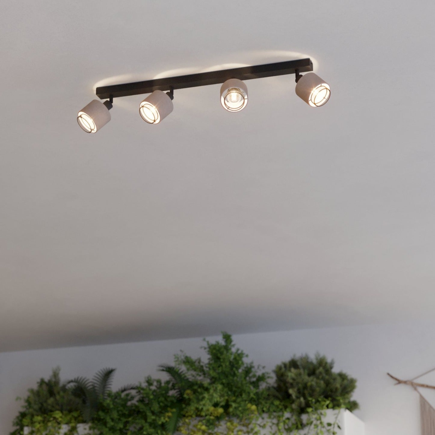 Lustra Cu 4 Spoturi Reglabile Black Natural ROSLEY 75CM NEAGRA Lighting Fixtures