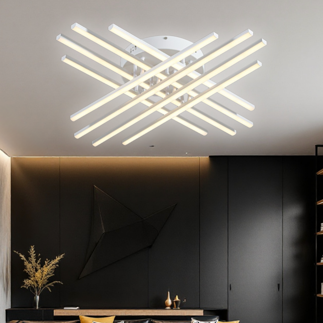 Lustra LED 8 Modern LINES White Echivalent 400W Telecomanda WT-7021-8C ALBA / 72CM / MINIMALIST DESIGN Lighting Fixtures