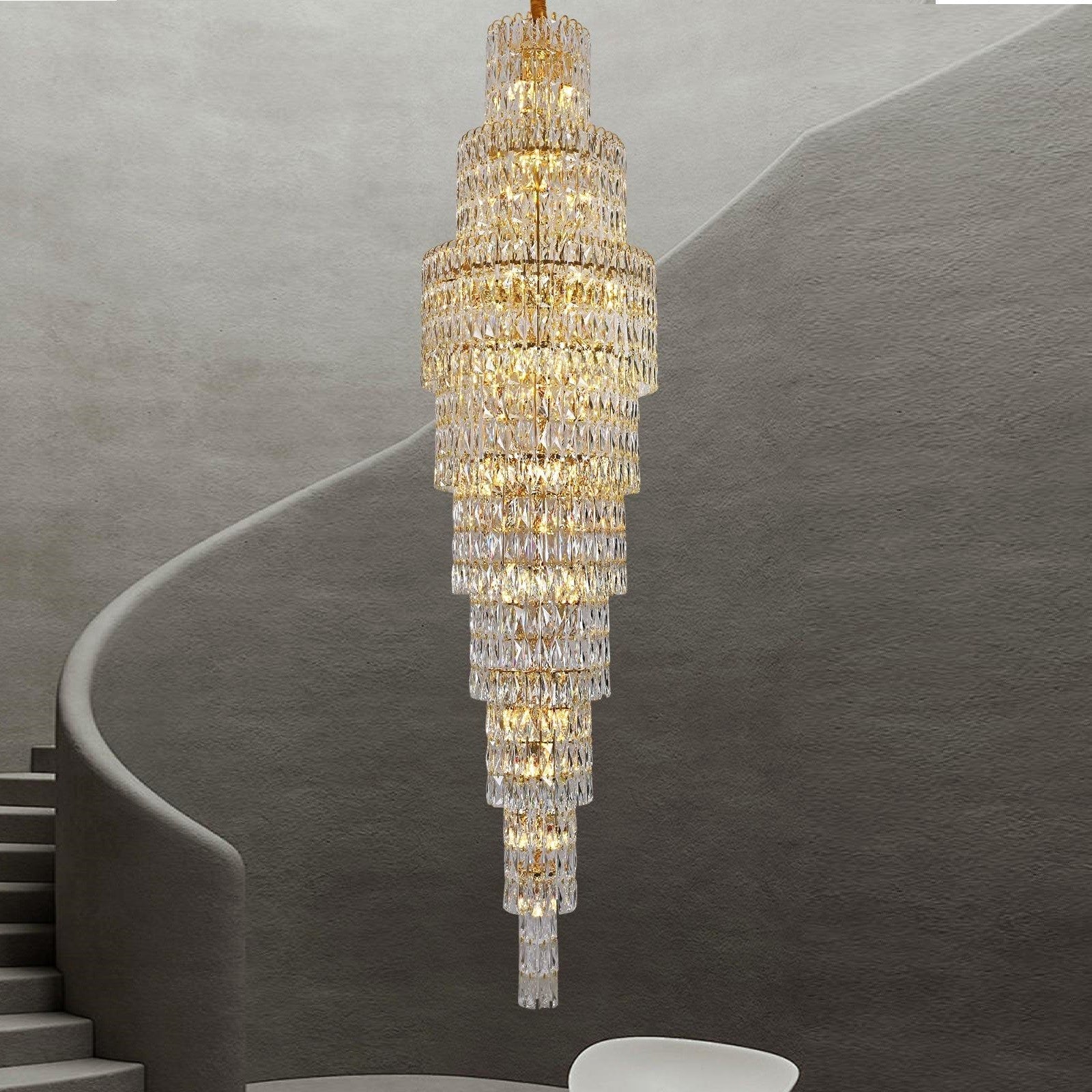 Candelabru Cristal Luxury Golden 250Cm -P82401 Chandeliers Crystal