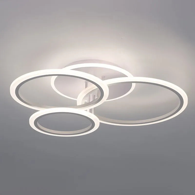 Lustra Led 3 White Rings Echivalent 500W Telecomanda Lighting Fixtures