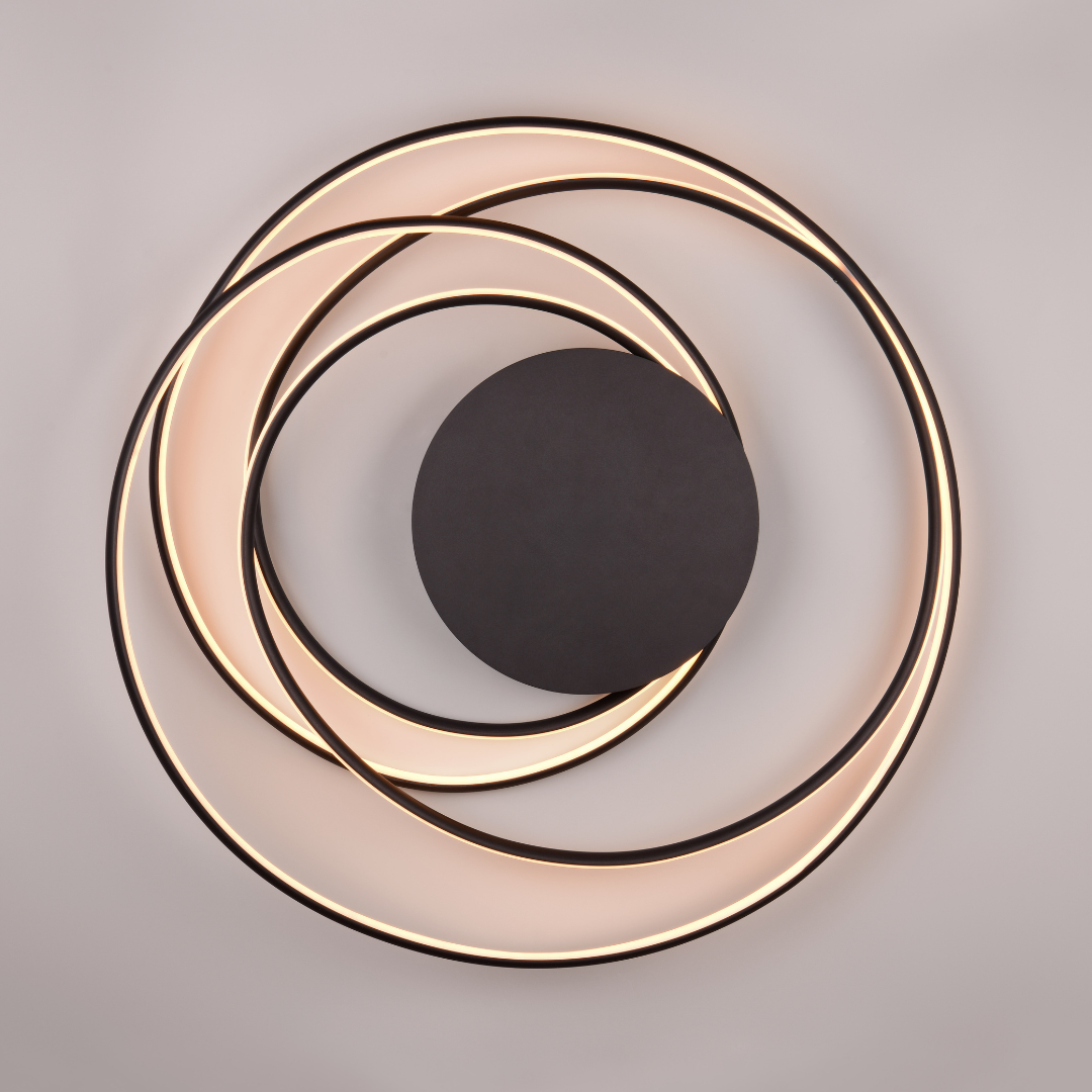 Lustra LED Aplicata NALA CIRCLE DESIGN / NEAGRA / 72CM CEILING LIGHT