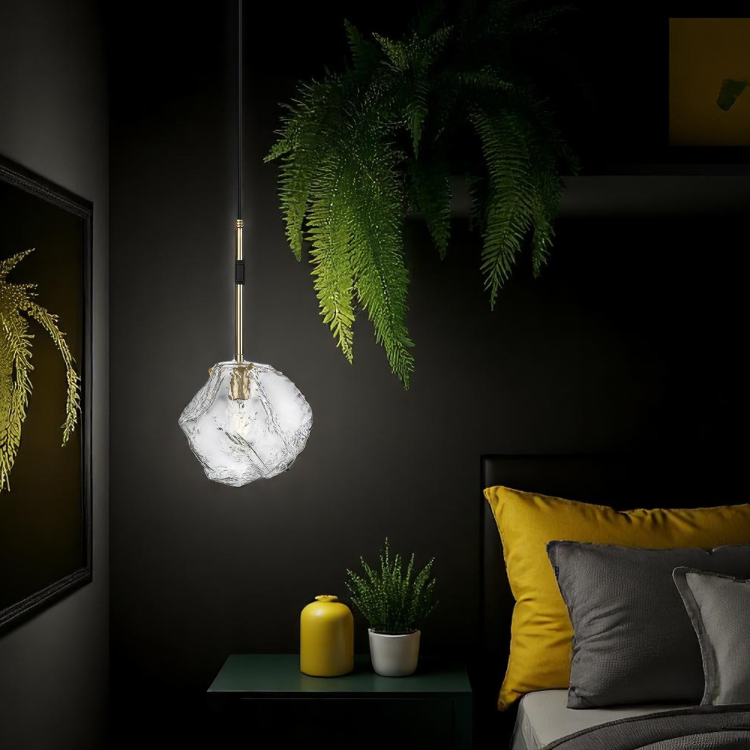 Pendul 1xE27 Matte Black + Gold IceArt NEGRU + AURIU / MINIMALIST DESIGN Lighting Fixtures